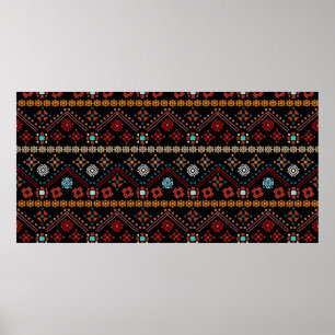 Poster Coloré tribal ethnique sans couture motif