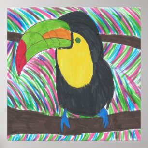 Poster Coloré Tropical Toucan