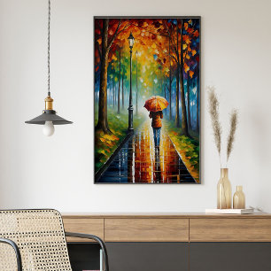 Poster Coloré Vibrant Automne Pluie Automne Feuilles Natu