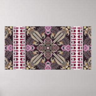 Poster Coloré vintage mandala motifs sans couture motif