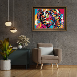 Poster Colorée Abstraite femme Pop Art Design