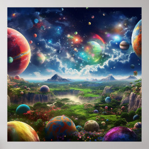Poster Colorée Enigmatique Mystérieux Imaginaire Nature T