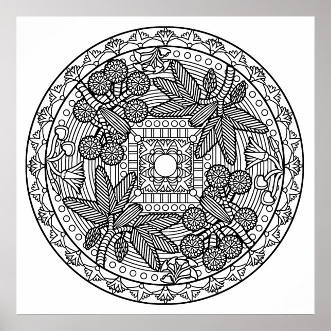 Poster Colorez votre propre Palm Tree Mandala Coloration  (Devant)