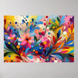 Poster Colorful Abstract Flowers Vibrant Explosion Art Ch