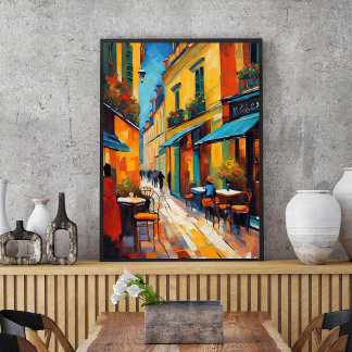 Poster Colorful Cafes and Cobblestone