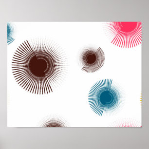 Poster Colorful, cool, trend urban brush strokes circles