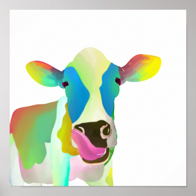 Poster Colorful cow (Devant)