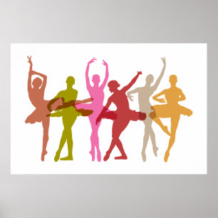 Poster Colorful Dancing Ballerinas