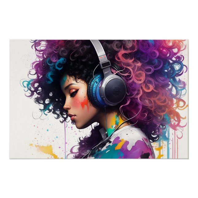 Poster Colorful girl wall art (Devant)