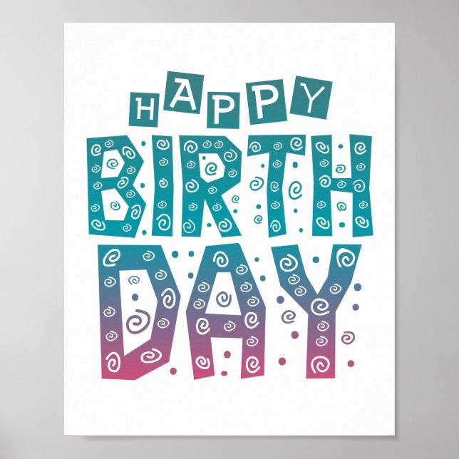 Poster colorful happy birthday for all (Devant)
