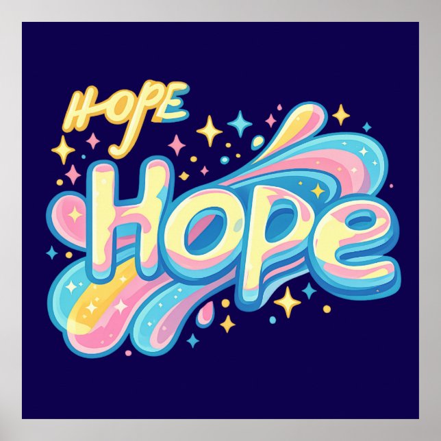 Poster Colorful Hope Graffiti - Y2K Sparkle Aesthetic (Devant)