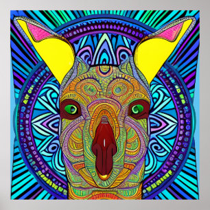 Poster Colorful Kangaroo Mandala unique intéressant