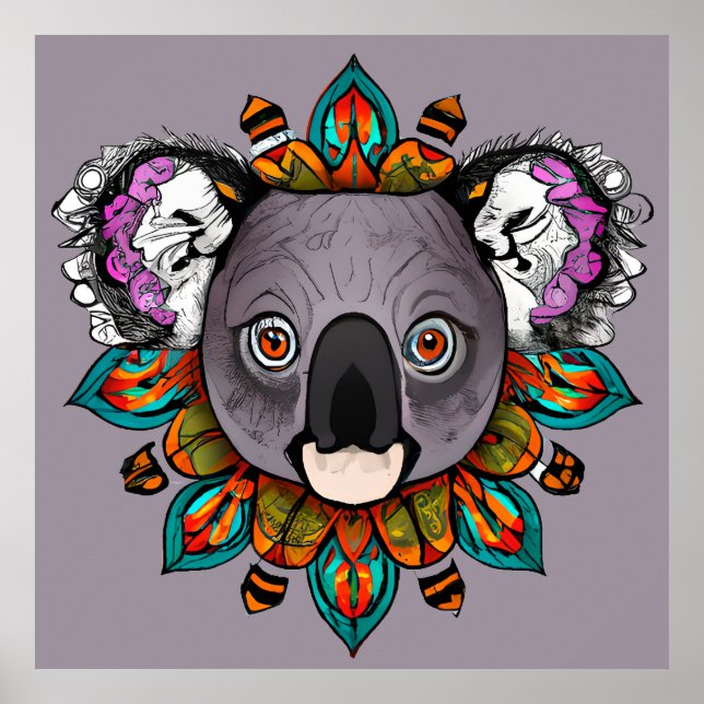 Poster Colorful Koala Mandala Unique & Intéressant (Devant)