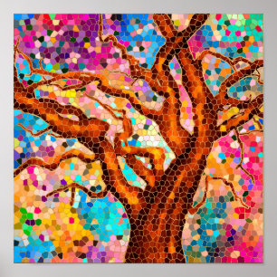 Poster Colorful Mosaic Tree
