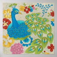 Colorful Peacock et Fleurs