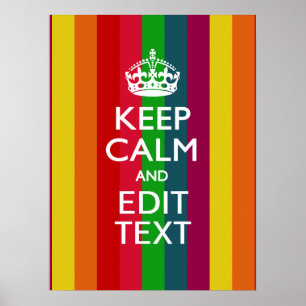 Poster Colorful Rainbow Keep Calm And Your Text Customize