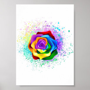 Poster Colorful Rainbow Rose
