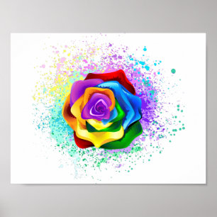 Poster Colorful Rainbow Rose