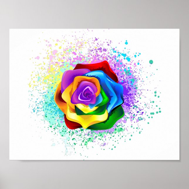 Poster Colorful Rainbow Rose (Devant)