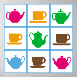 Poster Colorful teapots