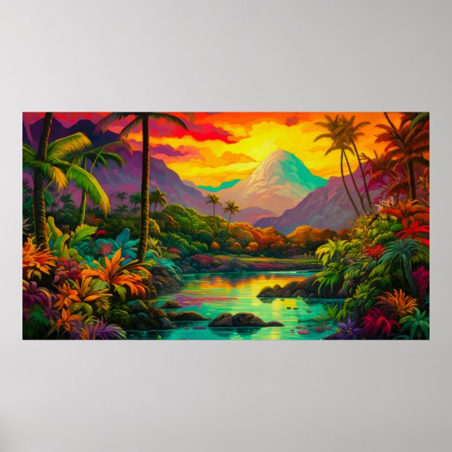 Poster Colorful Tropical Island Paradise   (Devant)