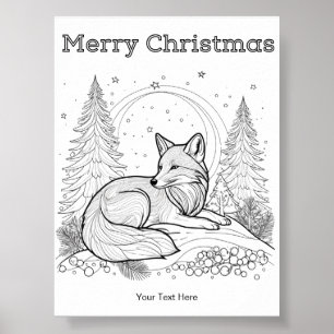 Poster Coloriage de Noël Renard Rouge Faune d'Hiver