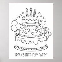 Coloriage Fête d'anniversaire Gâteau