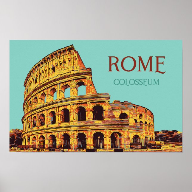 Poster Colossal de Rome illustration Italie Carte postale (Devant)