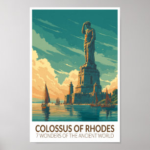 Poster Colosse de Rhodes Sept Merveilles du Monde Art