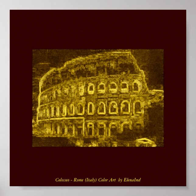 Poster Colosseo Neon Color Art (Devant)