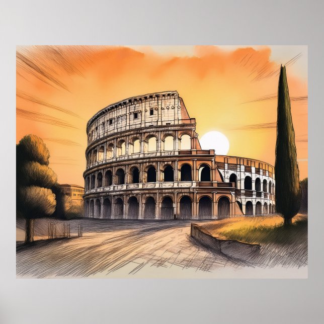 Poster Colosseum in rome italy at sunset  (Devant)