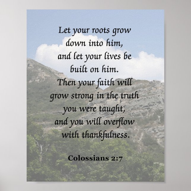 Poster Colossiens 2:7, Bible Verse (Devant)