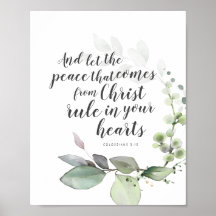 Colossiens 3:15 Verse Art avec couronne botanique