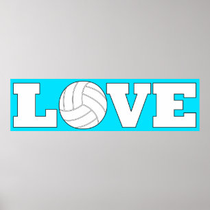 Poster Colour personnalisé Volleybal LOVE Long affichage