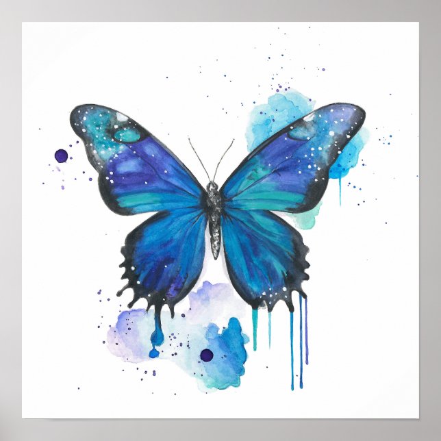 Poster Colourful Butterfly Watercolour Artwork (Devant)