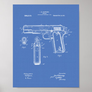 Poster Colt .45 Art des brevets 1911 - Plan directeur