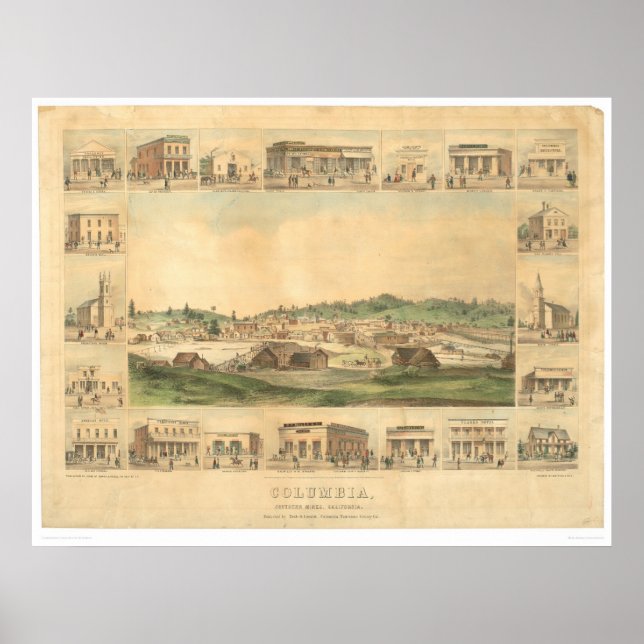 Poster Columbia, CA. Carte panoramique 1855 (0441A) (Devant)