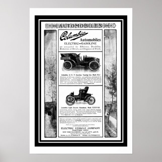 Poster Columbia Car 1903 Annonce (Devant)
