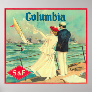 Poster Columbia Orange Étiquette