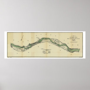 Poster Columbia River Washington Antique Map