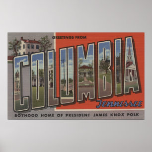 Poster Columbia, Tennessee - Scènes de grandes lettres