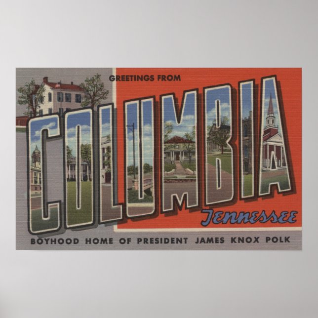 Poster Columbia, Tennessee - Scènes de grandes lettres (Devant)