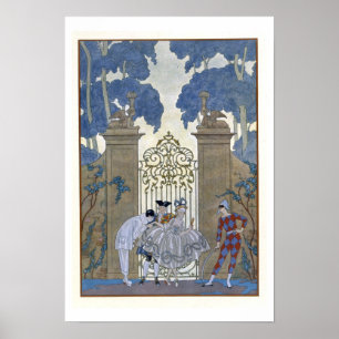 Poster Columbine, illustration pour 'Fetes Galantes' par