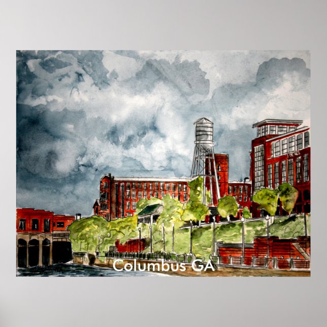 Poster columbus ga georgia riverwalk river walk art, C... (Devant)
