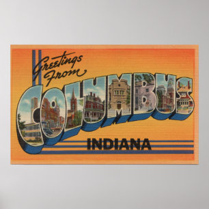 Poster Columbus, Indiana - Scènes de grandes lettres