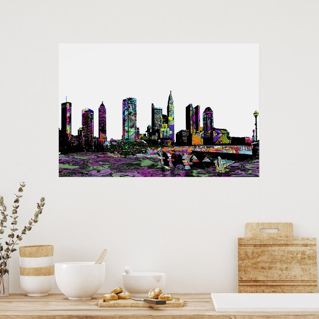 Poster Columbus, Ohio en graffiti (Cuisine)