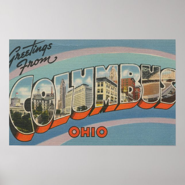 Poster Columbus, Ohio - Grandes Lettres Scènes 4 (Devant)