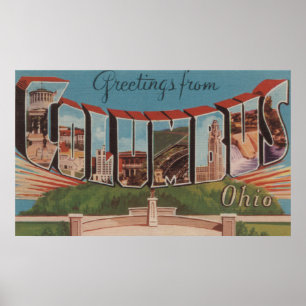 Poster Columbus, Ohio - grandes scènes 2 de lettre