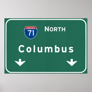 Poster Columbus Ohio oh Interstate Highway Freeway Road :