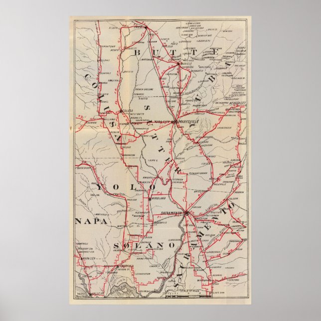 Poster Colusa, Yolo, Napa, Butte, Yuba, Sutter, Solano (Devant)